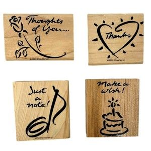 Stampin Up Notable Notes Set 4 Rubber Stamps Music Note Heart Flower Cake 1999